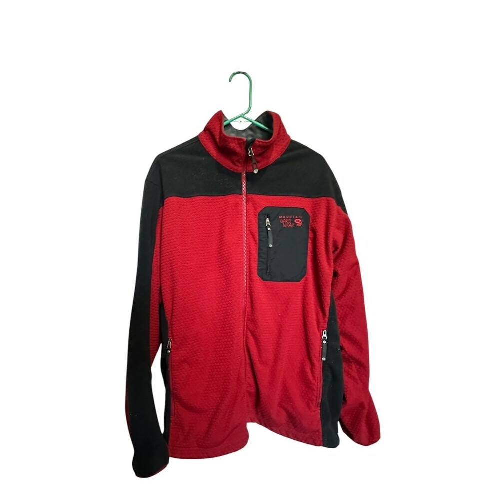 Mountain Hardwear Waffle Grid Fleece Mens XL Full Zip Outdoors Hike Red Black